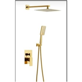 Resim İsaoğlu Yapı Gold Ankastre Duş Sistemi Duş Seti Ankastre Duvardan Tasarım Duş Başlığı Gold 