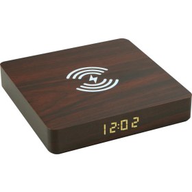 Resim PVC Ahşap Saatli Cep Telefonu Kablosuz Şarj Cihazı Hızlı Şarj Ev Çalar Saat Ekranı (Yurt Dışından) 