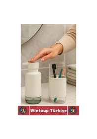Resim Dayanıklı Banyo Sabun Losyon Şampuan Pratik Çok Şık Modern Sıvı Sabunluk Diş Fırçalık İkili Set Çok Renkli 