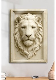 Resim 3d Metal Baskı - Aslan Figürlü Dekoratif Tablo, Sanat, Ev Dekorasyon 