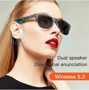 Resim JUNGLEE spor müziği için Bluetooth kulaklık güneş gözlüğü UV dokunmatik akıllı bluetooth hoparlör gözlük 