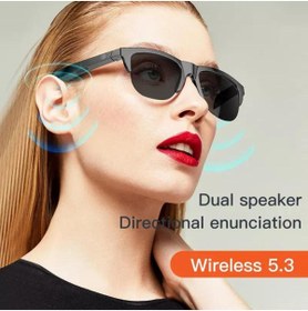 Resim JUNGLEE spor müziği için Bluetooth kulaklık güneş gözlüğü UV dokunmatik akıllı bluetooth hoparlör gözlük 