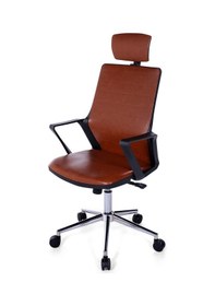 Resim Ofisbazaar Lizz Kahverengi Deri Yönetici Koltuğu Ergonomik Başlıklı Ofis Koltuğu Kahverengi Kahverengi 