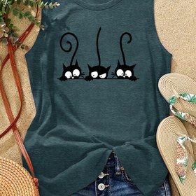 Resim Kadınlar için Grafik Baskılı Atlet - Kolsuz, Yaz & İlkbahar için Rahat Polyester Karışımı Üst, Makinede Yıkanabilir 