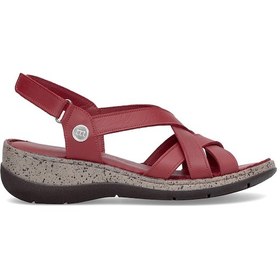 Resim Mammamia D25ys-2865 Kadın Hakiki Deri Düz Sandalet Kırmızı Kırmızı 