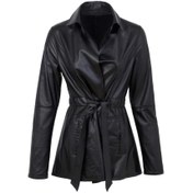 Resim Siyah Deri Kadın Deri Ceket - K23IDM320360-R67 