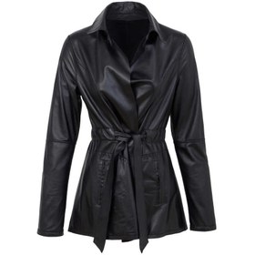 Resim Siyah Deri Kadın Deri Ceket - K23IDM320360-R67 