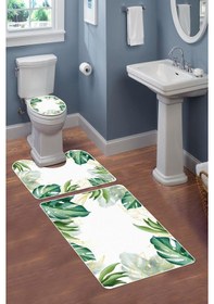 Resim Modern Desenli Dijital Baskı 3 Lü Banyo Paspas Takımı Yıkanabilir Kaymaz Tabanlı Klozet Takımı Klz0028 Renkli 