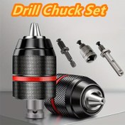 Resim 4 Adet Ağır Hizmet Tipi Anahtarsız Matkap Mandren Seti, 1/2" Altıgen Saplı - Elektrikli Çekiç için SDS & Kare Adaptörler Dahil, 1.5mm'den 13mm'ye Uçlar Uygun 