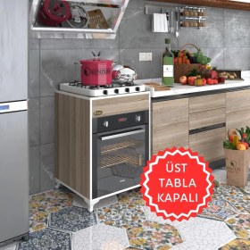 Resim Kenzlife ankastre modülü kabini lantanyum crd fırın ocak dolabı sabit tabla ayaklı 