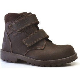 Resim Sentor Hakiki Deri Kürklü İki Cırtlı Kız Erkek Çocuk Bot Kahverengi 