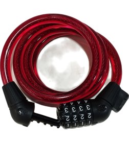 Resim Güçlü Bisiklet Motosiklet Şifreli Kilit 12X1200 mm Bisiklet ve Motosiklet Kilidi Kırmızı Renk 