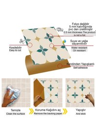 Resim Tink Kendinden Yapışkanlı Zümrüt Çiçeka Desenli Pvc Karo 30x30 Cm 