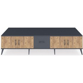 Resim Kronos Tv Ünitesi 2 Raflı Tek Çekmeceli 4 Kapaklı 220x59x51 Antrasit-çam/antrasit Atlas Çam/antrasıt - Antrasıt 