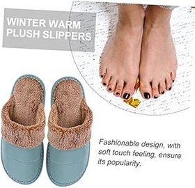 Resim SHERCHPRY 1 çift Deri Boyutu Aşık Erkekler Bulanık Ev Terlik Siyah Mercan Yumuşak Zemin Kayma Bayan Ayakkabı Pvc, Mavi, 10 