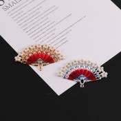 Resim 5 Adet Alaşım Katlanır Yelpaze Süsleri, DIY Boncuklu Takı Aksesuarları, Saray Rüzgarı Damla Yağ İmitasyon Yanan Mavi Kolye İnci Vurgularıyla El İşleri ve Dekorasyonlar İçin 