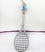 Resim biuti Mavi Nazar Boncuklu Tenis Raketi Figürlü Araba Dikiz Ayna Süsü 