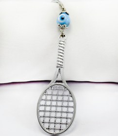 Resim biuti Mavi Nazar Boncuklu Tenis Raketi Figürlü Araba Dikiz Ayna Süsü 
