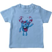 Resim Angemiel Baby Şeker Boynuzlu Selam Veren Canavar Erkek Bebek Tişört Mavi B0783MDBBKETSRT 