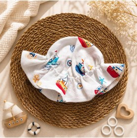 Resim LUMİBABY BUTİK %100 pamuk çift katlı müslin bebek şapkası(6 ay -2 yaş uyumlu-lastikli) 