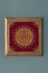 Resim Oscar Stone Decor Masif Çerçeveli Chakra Geometric Taş Tablo- Duvar Dekoru- 28X28 Cm-Wall Decor Prmt2020-1024 