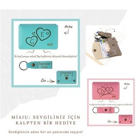 Resim Miaju Pudra Renk, Ayyıldız Desenli, İsme Özel Kişisel Cüzdan Ve Anahtarlık Set, Bayrak Seven Dost Hediyesi Pudra 