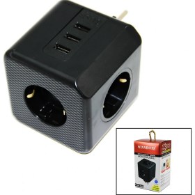 Resim Termal Akım Korumalı 3x Priz 3x Usb Duvar Tipi Priz Siyah 10a - 2500w 0.7 M 