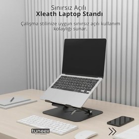 Resim Xleath Çelik Laptop Standı, Yükseklik Ayarlı, 11-17.3 inç, Deri Koruma Pedli, Siyah, Ergonomik, Katlanabilir, Tüm Modeller ile Uyumlu 