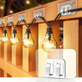 Resim Yapışkan Dış Mekan Işıklı Kancalar: 20/50/100 adet, Zarar Vermeyen, Alet Gerektirmeyen, Delik Gerektirmeyen, Su Geçirmez & UV Dirençli, İç Mekan & Veranda Dekorasyonu İçin Uygun, Noel İçin En İyisi, Şükran Günü İçin Mükemmel 