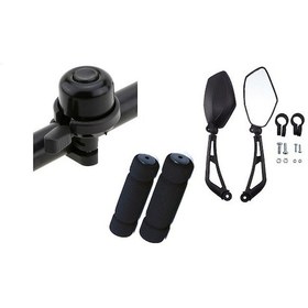 Resim BİSİKLET TIN TIN ZİL UYARI SETİ 3 PARÇA ( ZİL AYNA SÜNGER ELCİK) Siyah 