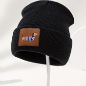 Resim Unisex Kış Sıcak Beanie Şapka - Siyah ile Kahverengi Dachshund Tasarımı, Makine Yıkamalı ve Kuru Temizlenebilir, Erkekler ve Kadınlar için Çok Yönlü Açık Hava Kayak ve Bisiklet Şapkası 