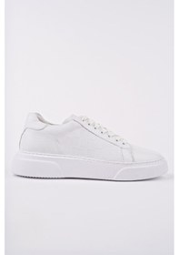 Resim Muggo Morta Kalın Taban Bağcıklı Hakiki Deri Erkek Günlük Sneaker Spor Ayakkabı Beyaz 