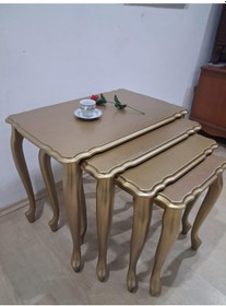 Resim Zigon St 90640 Klasik Model Sehpa Parlak Gold Renk Kayın Aslan Ayak El Yapım Gold 