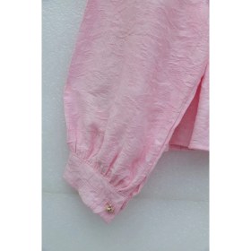 Resim Moda Morfo Taşlı Düğmeli Beli Bağlamalı Etekli Jakar Takım -Pembe 