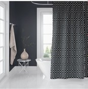 Resim Siyah Banyo Perdesi-Tek Kanat Banyo Dekorasyon Ürünü Duş Perde... Çok Renkli 