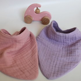 Resim elibaby %100 Organik Pamuk 8 Katlı Multi Müslin Fular Model 2'li Kız Bebek Önlük Salya Mama Önlüğü 