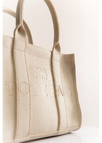 Resim Kadın Krem Tote Bag Deri Uzun Askılı Mini Çanta Ve Omuz Çantası Krem 