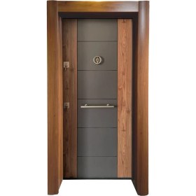 Resim Tezdoor TEZ3450 Ahşap Kaplama Çelik Kapı, Tırnaklı Sistem Çelik Kapı, Daire Kapısı 