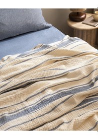 Resim Madame Coco Clair Müslin Çift Kişilik %100 Pamuk Pike Takımı - Ekru/lacivert 8684427216347 Çok Renkli 