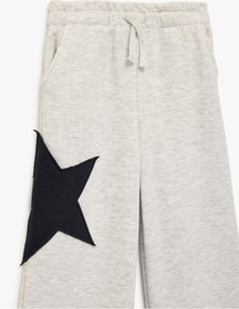 Resim Koton Yıldız Nakışlı Cepli Beli Bağcıklı Geniş Paça Eşofman Altı Kar Melanj 6skg40157ak Gri Melanj 