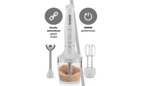 Resim Yüksek Güçlü Sessiz Çok Fonksiyonlu Doğrayıcı ve Karıştırıcı Seti Beyaz 