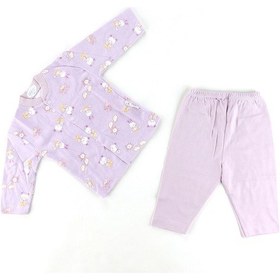 Resim Sebi Bebe Ayılı Kız Baskılı Bebek Pijama Takımı 2329 Lila 