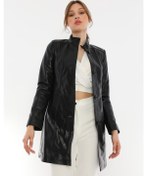 Resim Basics&more Kadın Düğmeli Deri Ceket - B105 Siyah 