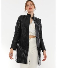 Resim Basics&more Kadın Düğmeli Deri Ceket - B105 Siyah 