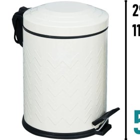 Resim Pedallı 5 Lt Metal Çöp Kovası, Banyo, Mutfak ve Ofis Için Krem Renk 
