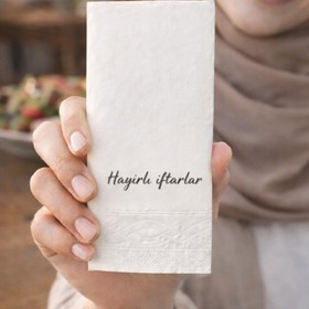 Resim Palo Santo 100 Adet Hayırlı İftarlar Baskılı Peçete Lüks Dekor Motto Misafir Sunum Peçete 