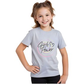 Resim Panios Kids Girls Power Baskılı Kız Çocuk Kısa Kollu T-shirt Gri 