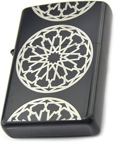 Resim Yuvarlak Osmanlı Desenli Benzinli Çakmak (Siyah) 