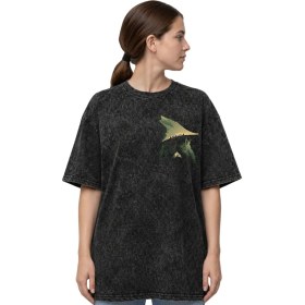 Resim Sevbano Tasarım Yüzüklerin Efendisi Gandalf Film Sırt Baskılı Unisex Oversize Eskitme Yıkamalı Tişört 