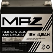 Resim Maz Akü 12 Volt 4,2 Amper (AH) Kuru Agm Vrla Güç Kaynağı Ups Akü 